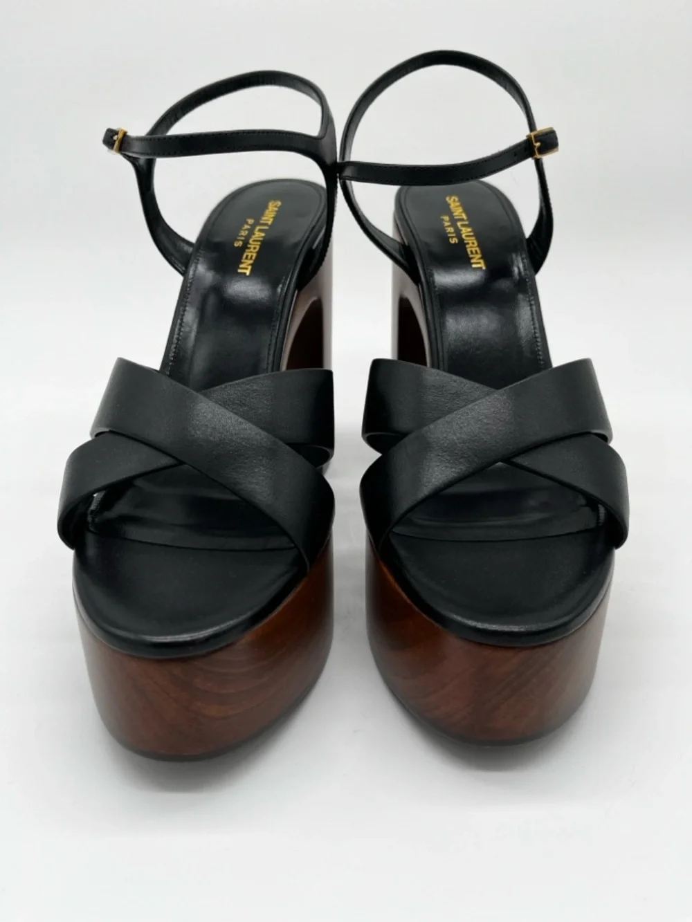 Saint Laurent Bianca Platform Sandals Bianca Leather Black - 40 (US 10) - Picture 7 of 14